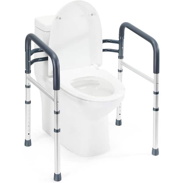 Folding Portable Toilet Seat Safety Rails,Adjustable Frame Fits Most Toilets,350 lb.Support Elderly,Seniors and Disabled