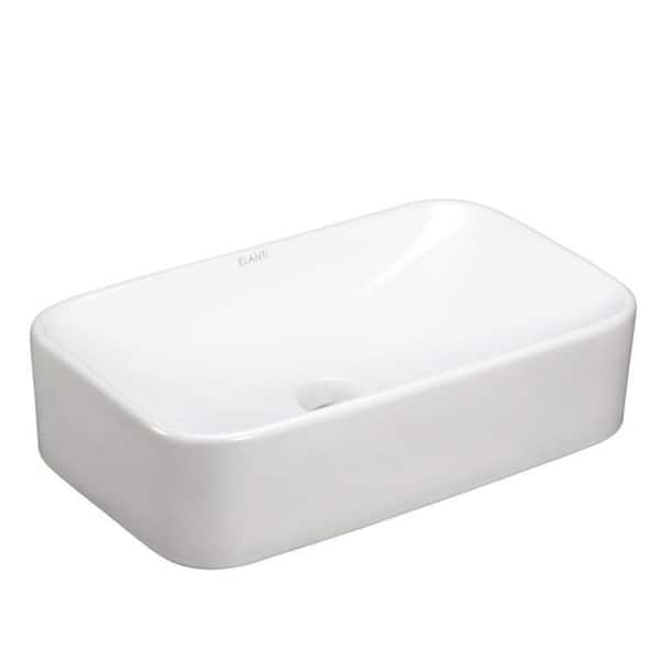 Elanti Rectangle Vessel Bathroom Sink in White