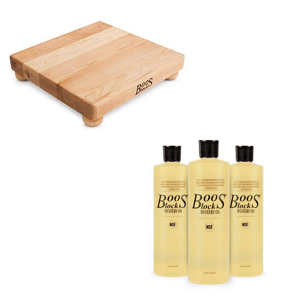 JOHN BOOS Maple Wood Square Cutting Board with Mystery Maintenance Oil