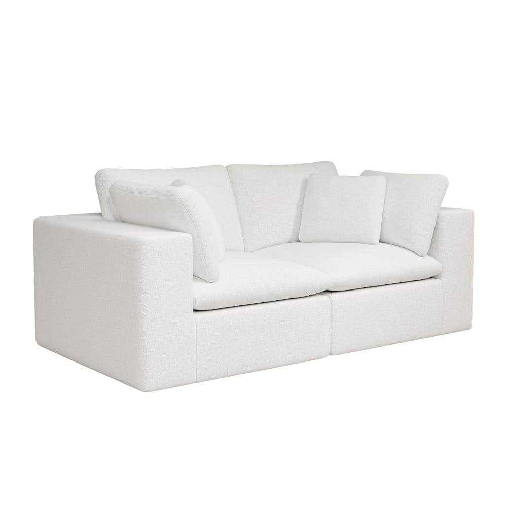 78.8 in. Armless 2-piece Plush Corduroy Fabric Modular Sectional Sofa with Chaise Lounge in White