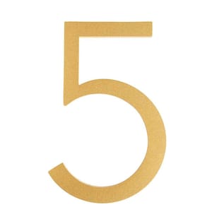 8 in. Brushed Brass Aluminum Floating or Flat Modern House Number 5