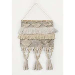 Fringed Bohemian Neutral Ivory / Natural Tasseled Wall Tapestry