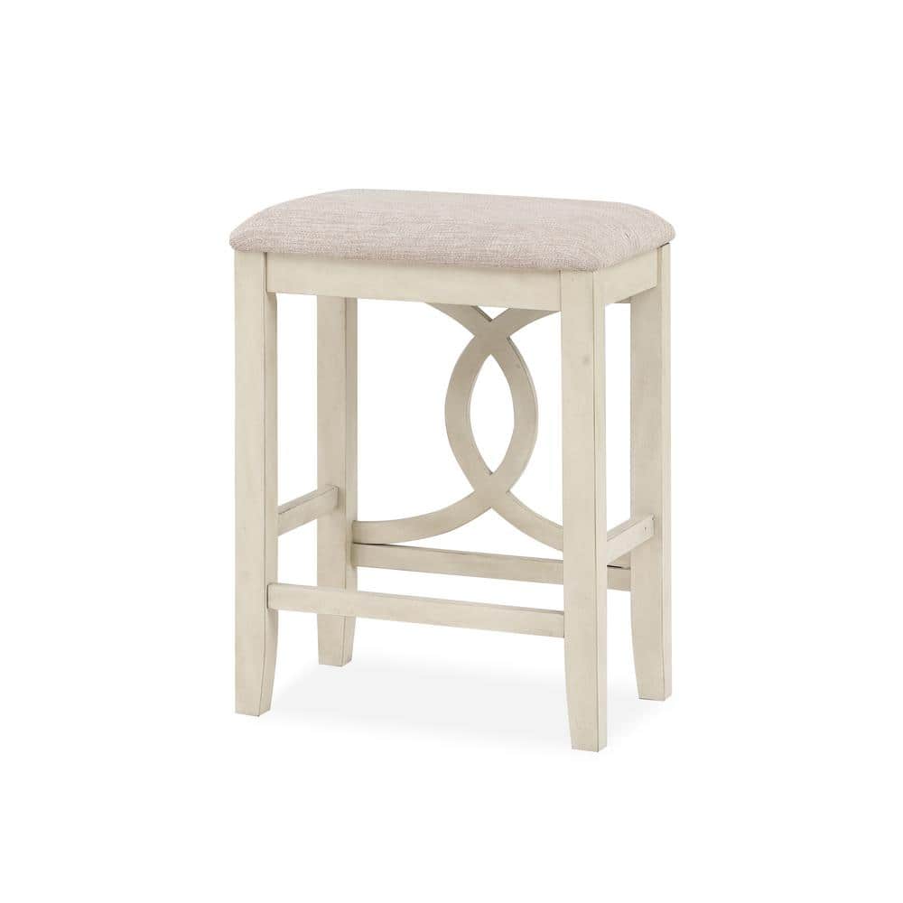Bella 25" Gray Wood Counter Stool with Beige Fabric Seat