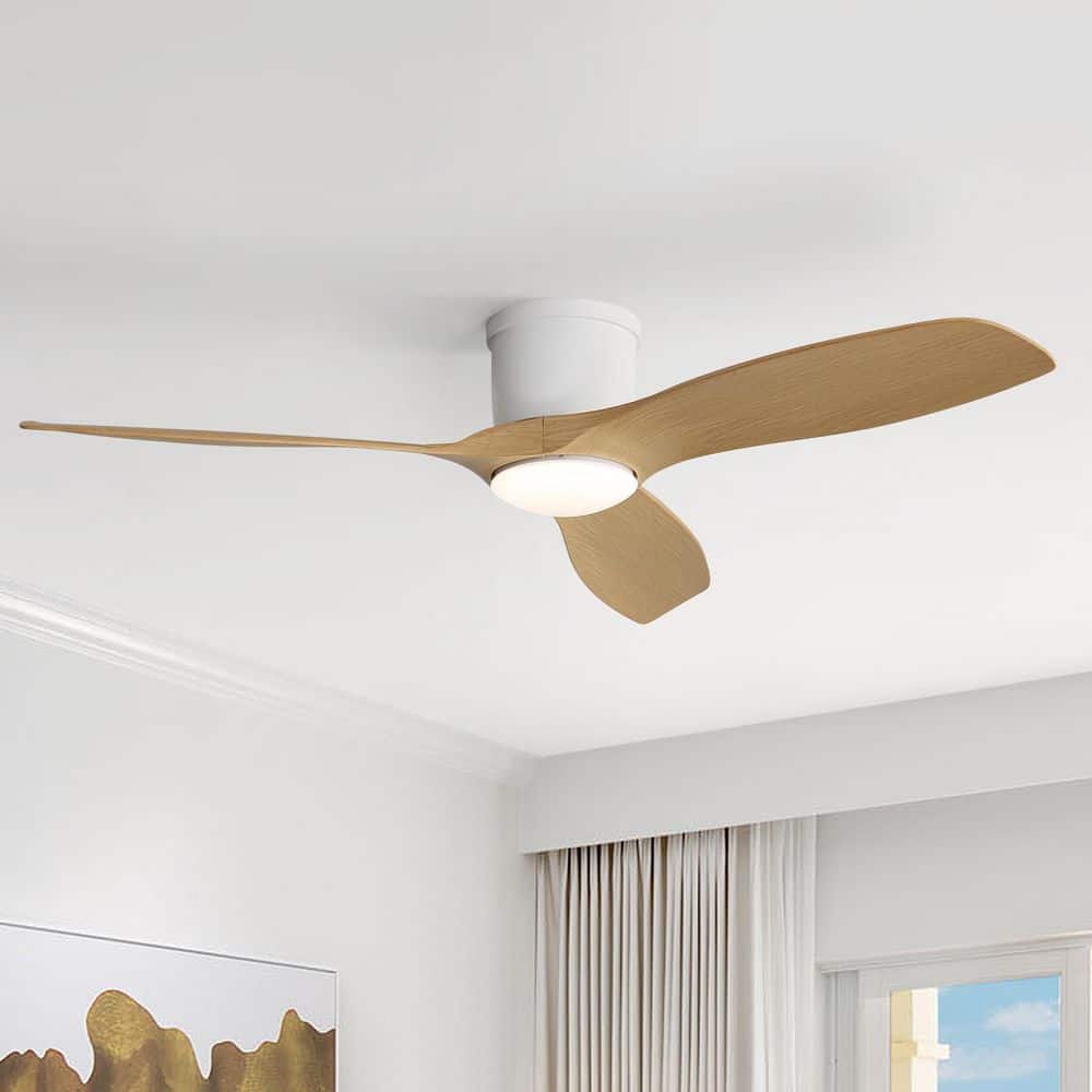 52 in. Indoor/Outdoor Standard White Flush Mount Ceiling Fan with Dimmable LED Light and Remote Control price history on PriceWatchPro