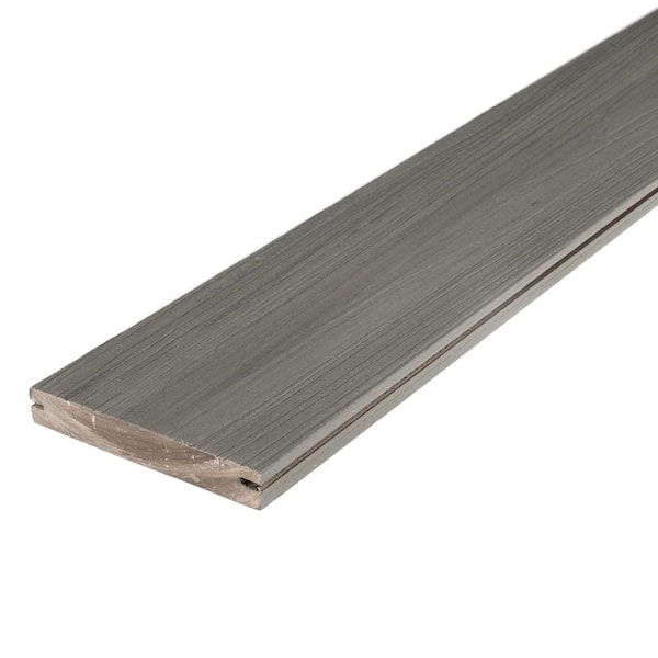 Summit 1 in. x 5-1/2 in. x 12 in. Glacier Slotted Composite Deck Board Sample
