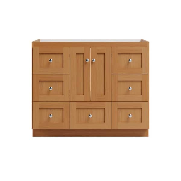 Simplicity by Strasser Shaker 42 in. W x 21 in. D x 34.5 in. H Bath Vanity Cabinet without Top in Natural Alder