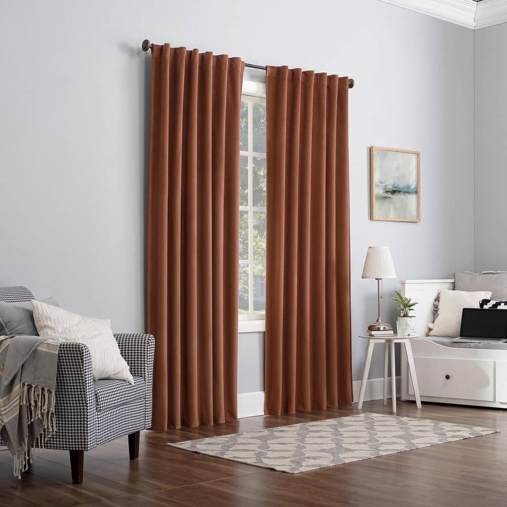 Terracotta Velvet Blackout Back Tab Curtain Panel
