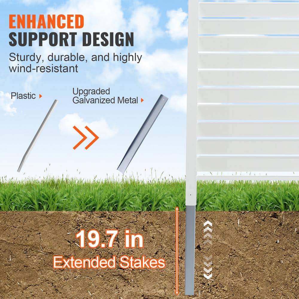 White 48" x 48" Vinyl Privacy Fence Panels with Galvanized Metal Stakes