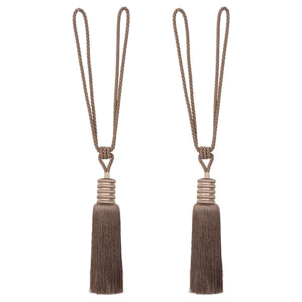 Hugues Extra Long Brown Decorative Polyester Tassel Curtain Tie Back (Set of 2)