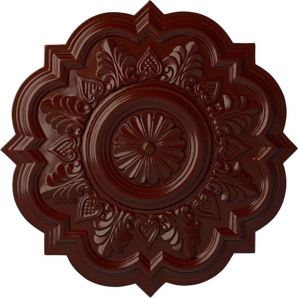 Ekena Millwork 20-1/4" x 1-1/2" Deria Urethane Ceiling Medallion (Fits Canopies upto 6"), Brushed Mahogany