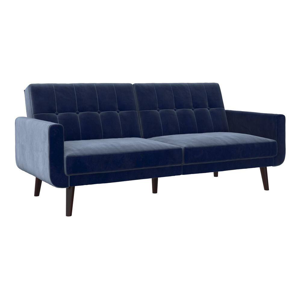 DHP Fay Blue Velvet Upholstered Modern Futon DE03268 The Home Depot
