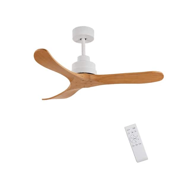 42 in. Indoor/Outdoor White Oak Downrod Ceiling Fan with Reversible DC Motor and Solid Wood Blades