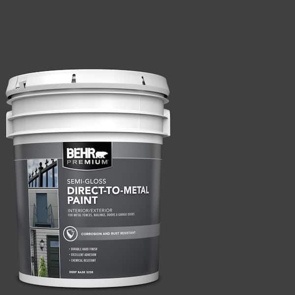 BEHR PREMIUM 5 gal. #1350 Ultra Pure Black Semi-Gloss Direct to Metal Interior/Exterior Paint