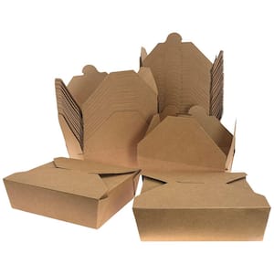 Anqtovp Kraft Paper Take Out Food Containers with Lids and Clear Window ...