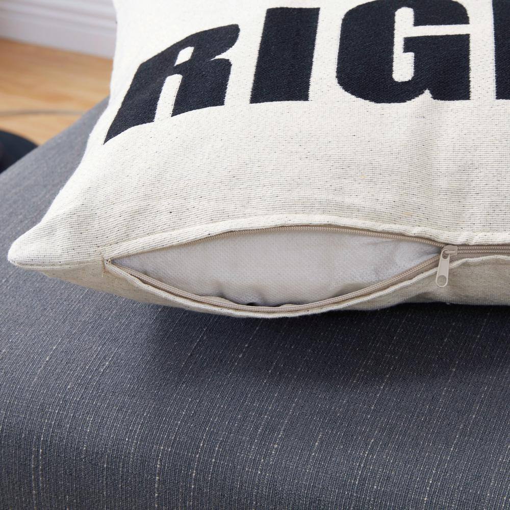 Mr. Right White Cotton Jacquard Square Decorative Pillow