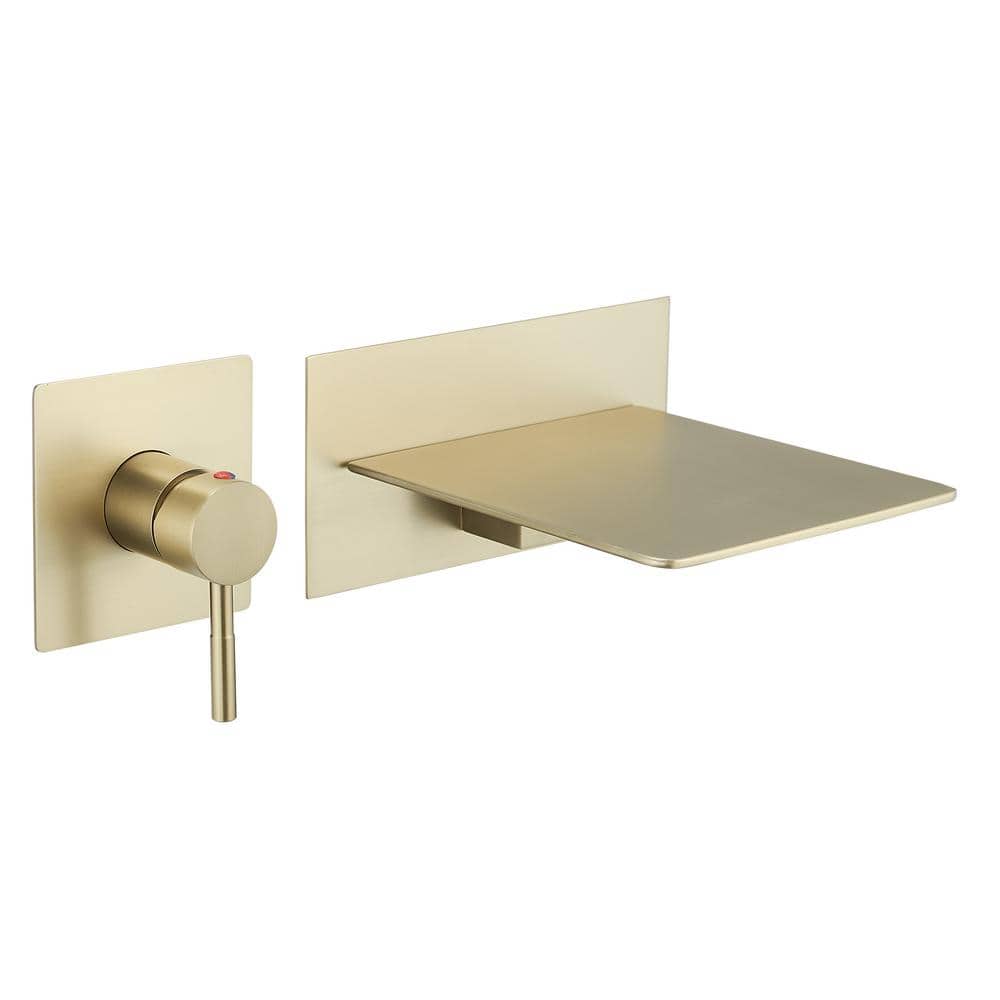 Single Handle Wall Mounted Faucet with Spot Resistant in Brushed Gold Valve Included price history on PriceWatchPro