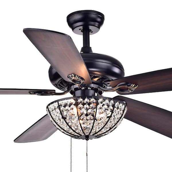 Warehouse of Tiffany Hannelle Bowl 52 in. Indoor Black Ceiling Fan with Light Kit
