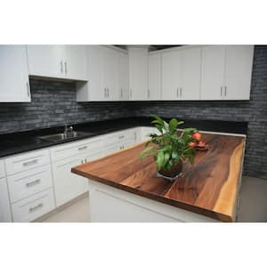 6 ft. L x 39 in. D Finished Saman Solid Wood Butcher Block Island Countertop With Live Edge