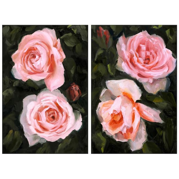 Empire Art Direct Ethereal Roses I and II Free Floating Reverse Unframed Printed Tempered Art Glass Wall Art 48 in. x 32 in.