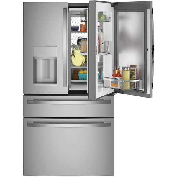 GE Profile Profile 27.9 cu. ft. Smart 4-Door French Door Refrigerator with  Door in Door in Fingerprint Resistant Stainless Steel PVD28BYNFS - The Home