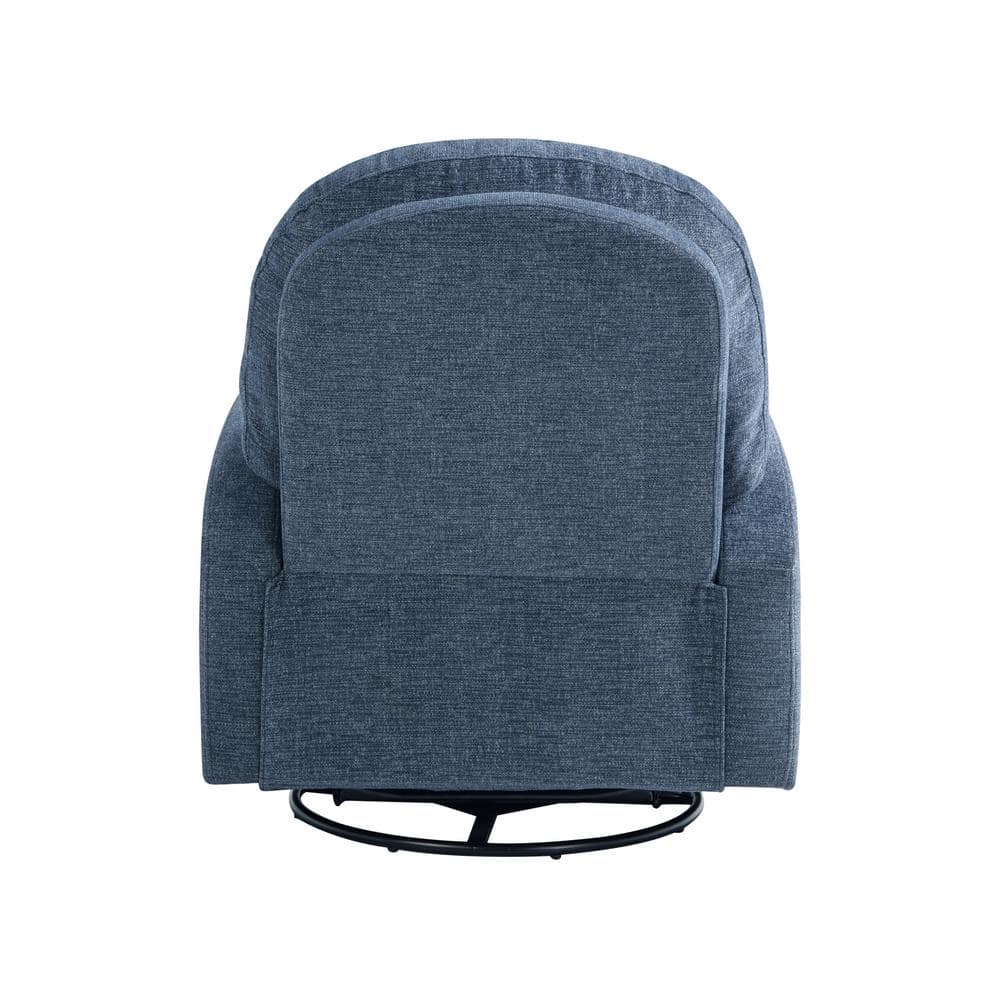 Blue Fabric Swivel Recliner with Hardwood Frame