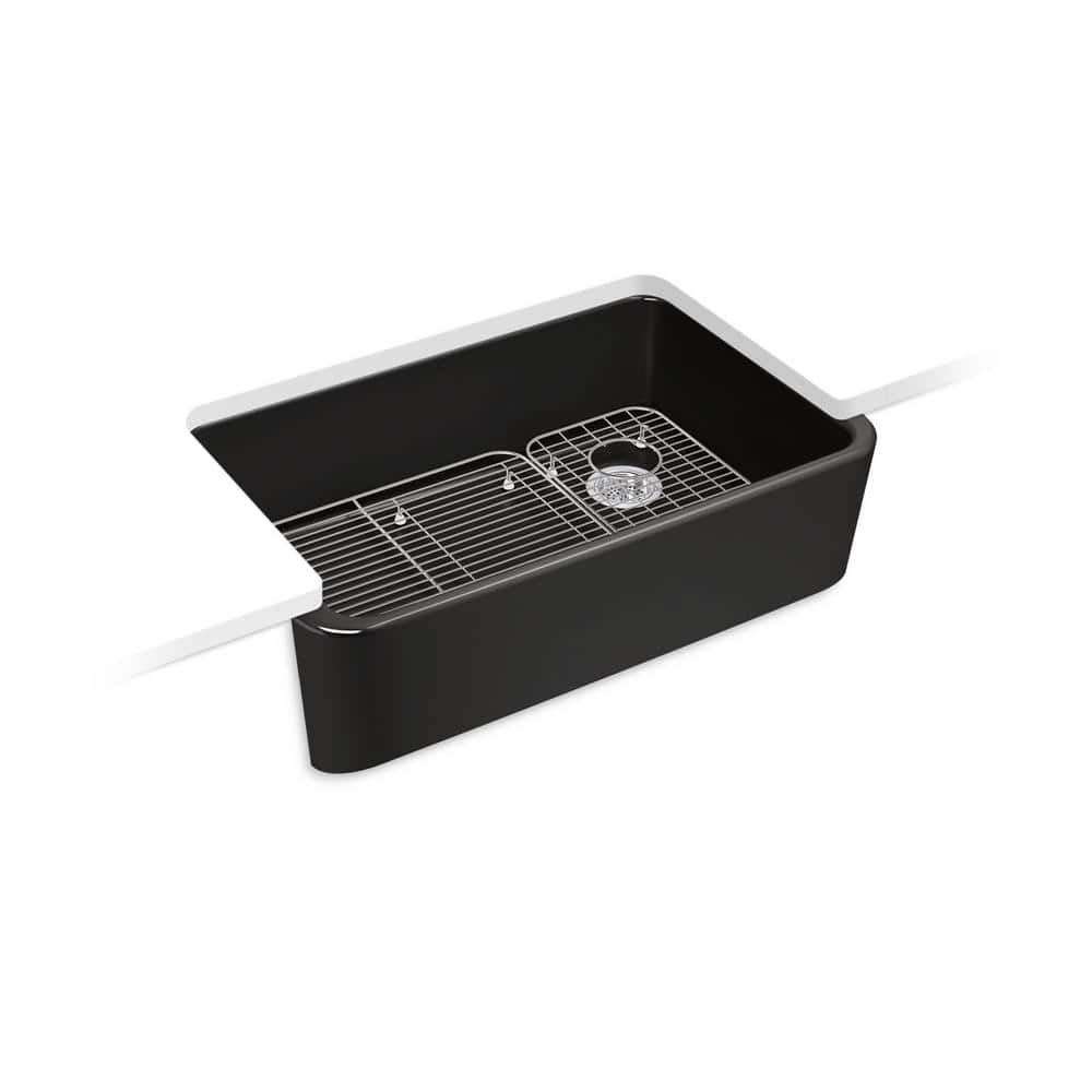 Kohler Ironridge 34 in. Undermount Single Bowl Black Black Cast Iron ...