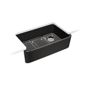 Ironridge 34 in. Undermount Single Bowl Black Black Cast Iron Kitchen Sink