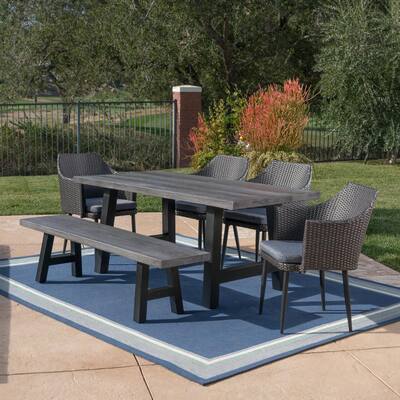 Stone Black Patio Dining Sets Furniture The Home Depot Patio Dining Furniture, Smart Living 6 Piece Patio Set