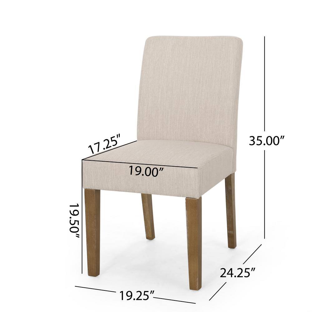 Beige and Weathered Brown Upholstered Rubberwood Parsons Side Chair Set