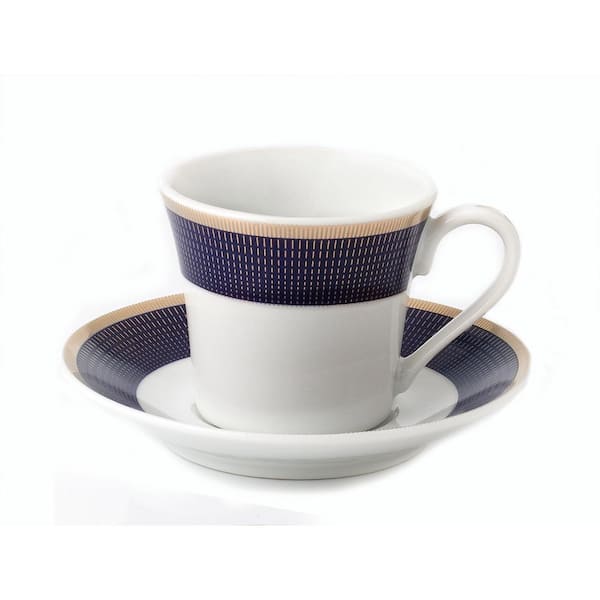 Lorren Home Trends Lorren Home 2 oz. Porcelain Espresso Set Service for  6-Blue/Gold Sapphire-6 - The Home Depot