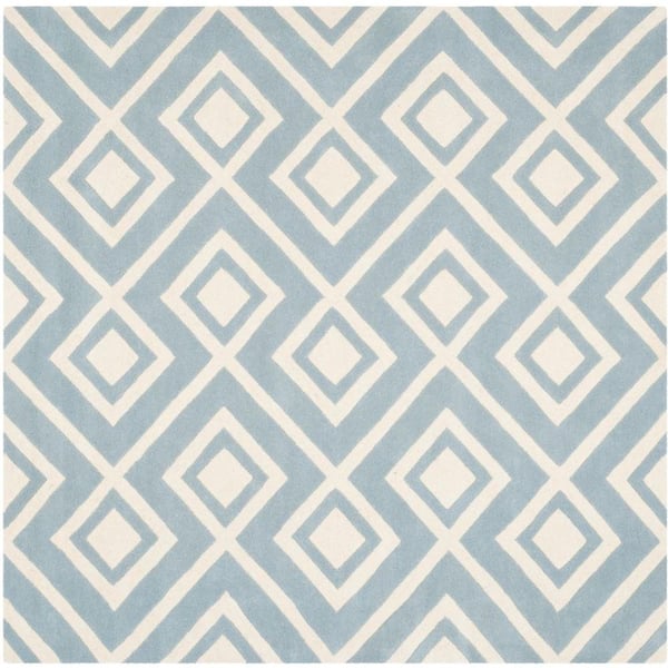 SAFAVIEH Chatham Blue/Ivory 7 ft. x 7 ft. Square Area Rug