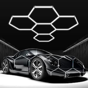 1.5 ft. 6500K Integrated LED White Strip Light Fixture 26400 LM Hexagon Garage Light (5 HEX)