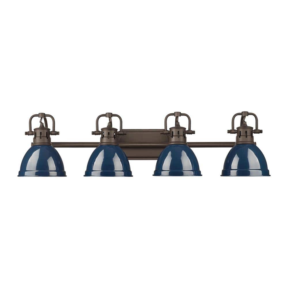 Duncan 8.25 in. 4-Light Rubbed Bronze Vanity Light with Blue Shade price history on PriceWatchPro