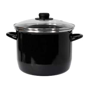 EOS 8 qt. Enamel on Steel Stock Pot in Black with Lid