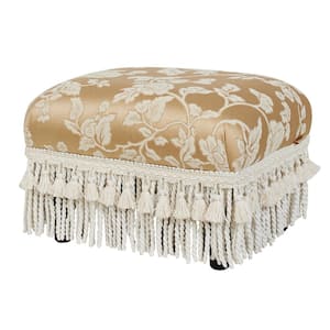 Fiona Traditional Jacquard Decorative Footstool, Gold Floral