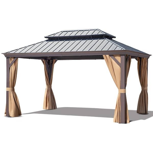 Gardenbee 12 Ft. X 16 Ft. Outdoor Gazebo With Double Galvanized Steel 