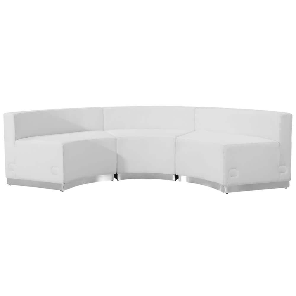 White Faux Leather 3-Piece Reception Seating Set with Wood Frame