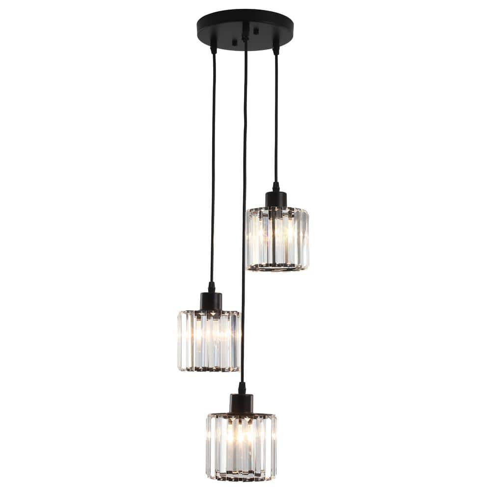 3 Light Black Round Crystal Chandelier for Kitchen Island Dining Room Bedroom with No Bulbs Included price history on PriceWatchPro
