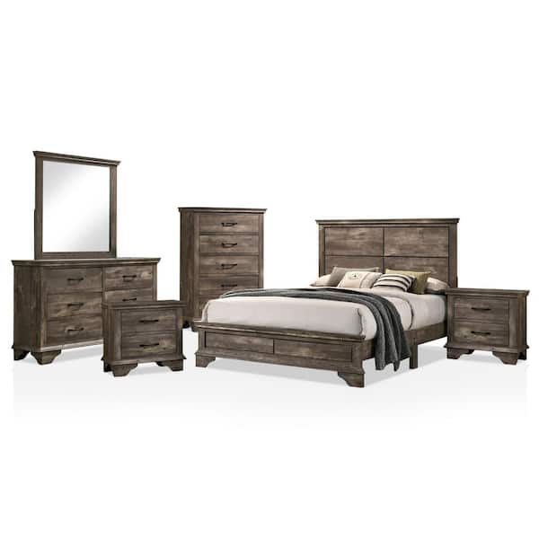 Ragena 6 Piece Gray King Bedroom Set, Bed Set Furniture King