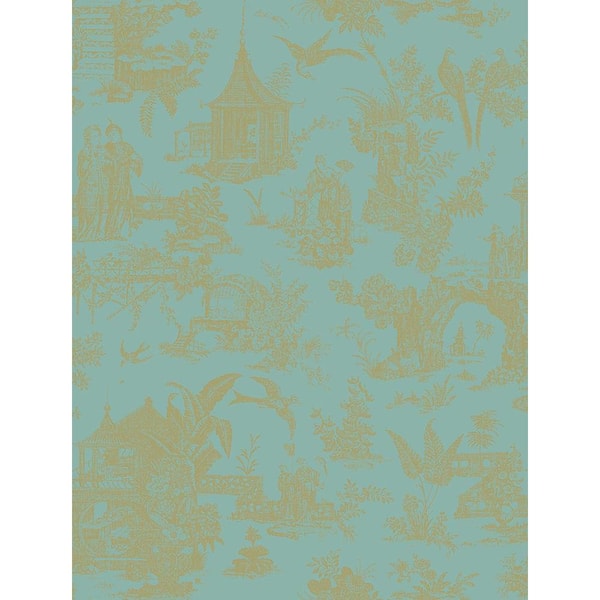 Beacon House Zen Garden Turquoise Toile Turquoise Wallpaper Sample