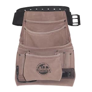 10-Pocket Nail and Tool Pouch with Belt Suede leather