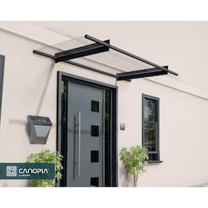 Nancy 3 ft. x 7 ft. Gray/Clear Door and Window Fixed Awning
