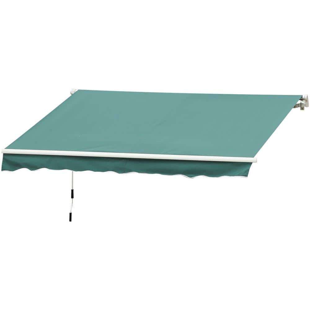Outsunny 13' Green Retractable Patio Awning with Aluminum Frame