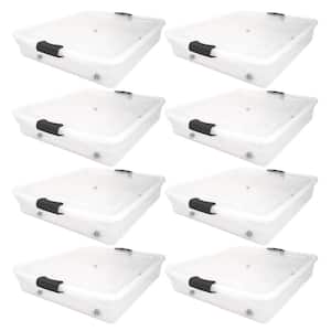 56 qt. Full/Queen Underbed Clear Plastic Latching Storage Container, 8-Pack