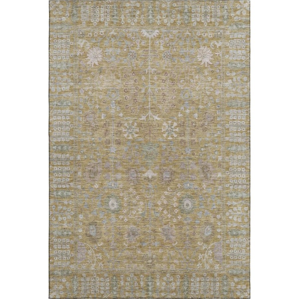 Mayfield Premium Machine Washable Abstract AMF2231 Wheat 3 ft. x 4 ft. Area Rug