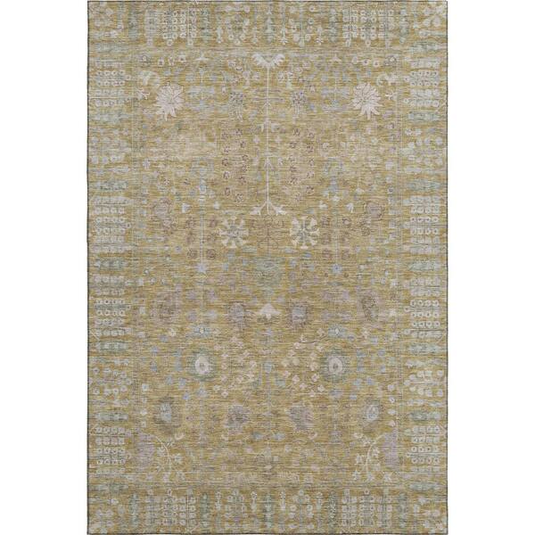 Mayfield Premium Machine Washable Abstract AMF2231 Wheat 8 ft. x 10 ft. Area Rug