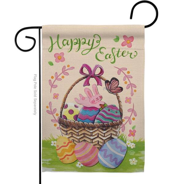 Ornament Collection 13 in. x 18.5 in. Happy Easter Colorful Basket Eggs ...