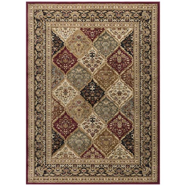 Sensation Border Red 5 ft. x 8 ft. Indoor Area Rug