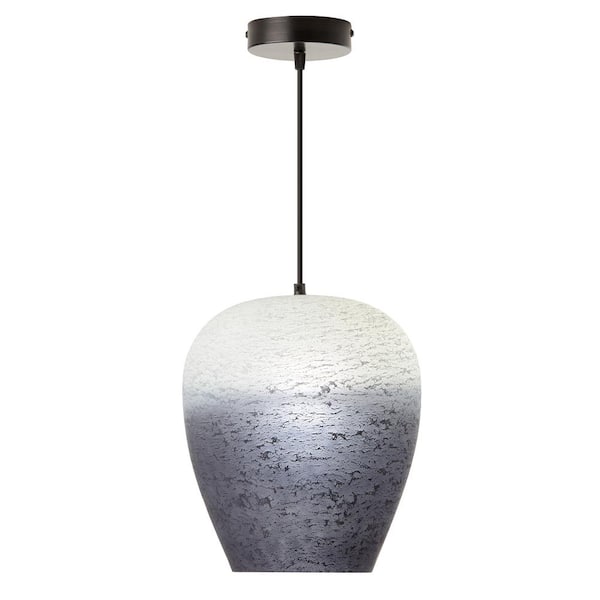 River of Goods Alexandra 40-Watt 1-Light Black Dome Pendant with Ombre Colored Glass Shade