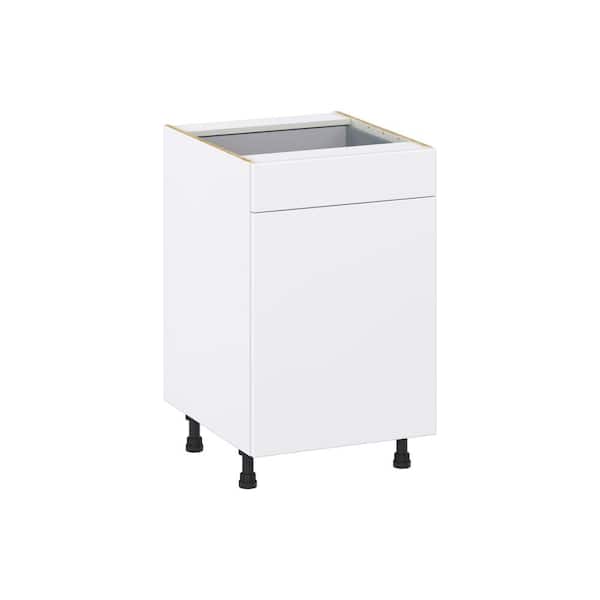 J COLLECTION Timberline 21 in. W x 24 in. D x 34.5 in. H Assembled Slab Base Kitchen Cabinet in Bright White with Drawer